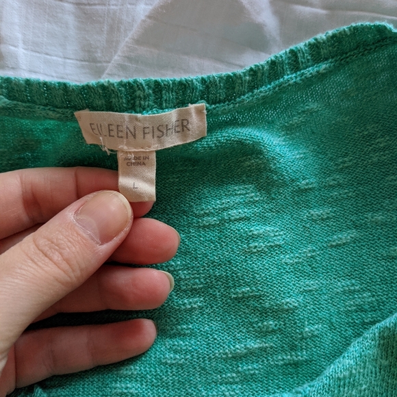 {Eileen Fisher} Short Sleeve Green Sweater Size L - Picture 5 of 6
